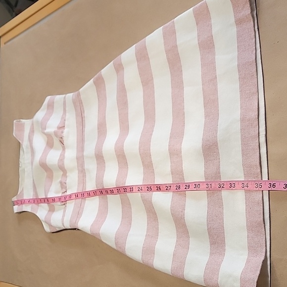 J Crew Size 0 Faded Red Ivory Striped Linen Blend Sleeveless Sheath Dress - Picture 9 of 13